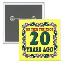 20th Wedding Anniversary Buttons