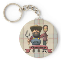 20th Wedding Anniversary Keychain
