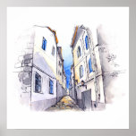 20x20 Abstract City Scene Wall Art Print
