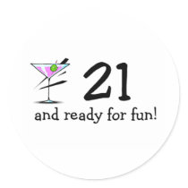 21 And Ready For Fun Martini Sticker