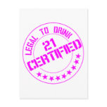 21 Birthday Item Certified Now 21-pink Post Card