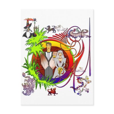 21 Century Wedding Couple wizard dragon Post Cards by blakerobson