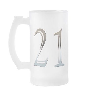 21 Frosted Glass Mug for 21st Birthday Gift by angela65