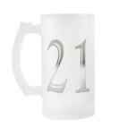 21 Frosted Glass Mug for 21st Birthday Gift