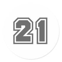 21 ROUND STICKER
