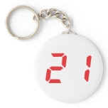 21 twenty-one red alarm clock digital number key chains