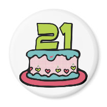 21 Year Old Birthday Cake Magnet