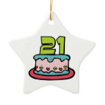 21 Year Old Birthday Cake Christmas Ornaments