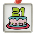 21 Year Old Birthday Cake Christmas Ornaments