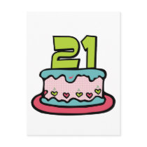 21 Year Old Birthday Cake Post Cards