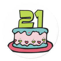 21 Year Old Birthday Cake Sticker