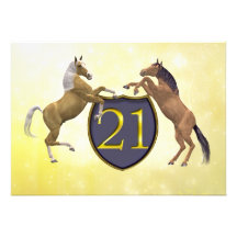 21 years old birthday party rearing horses personalised announcement
