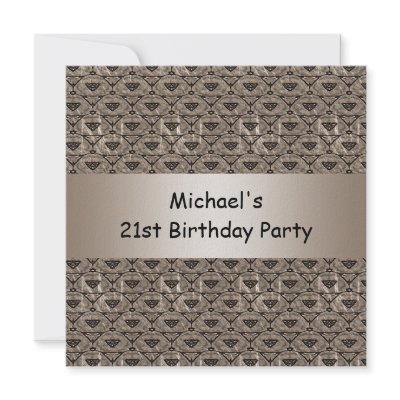 21st Birthday Beige Brown Pattern Personalized Announcements by InvitationCenter