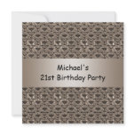 21st Birthday Beige Brown Pattern invitations
