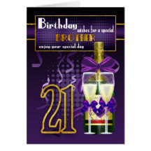 21st Birthday Card For Brother, Brother Birthday