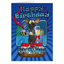 21st Birthday Card For Brother - Funky Mouse On A