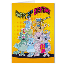 21st Birthday Card - Moonies Doodlematoons