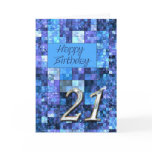 21st Birthday card with abstract squares.