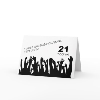 21st Birthday card with cheering waving crowds. by Eggznbeenz