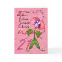 21st Birthday Card with Moonies cute bloomers,