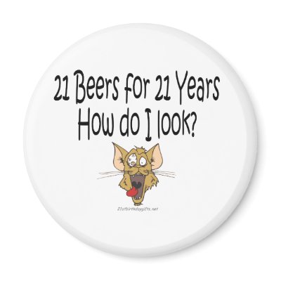 21st Birthday Gifts 21 Beers for 21 Years Fridge Magnets by 21stbirthdaygifts
