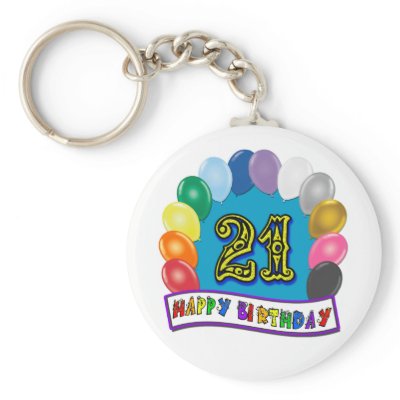 21st Birthday Gifts with Assorted Balloons Design Key Chains by BirthdayZone