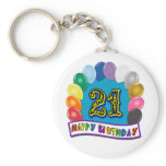 21st Birthday Gifts with Assorted Balloons Design keychains