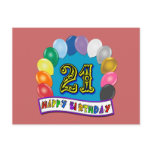 21st Birthday Gifts with Assorted Balloons Design Postcards