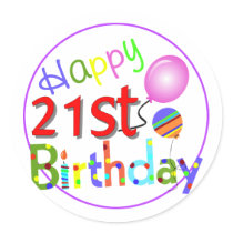 21st birthday greetings sticker