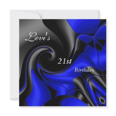 21st Birthday Party Abstract Black blue Mens by InvitationCenter