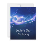 21st Birthday Party Abstract Blue Explode Modern 2 Announcements