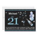21st Birthday Party Invitations - Black & Blue