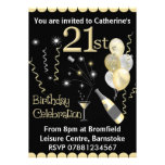 21st Birthday Party Invitations - Black & Gold