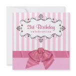 21st Birthday Party Invitations - Pink & White