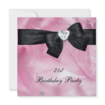 21st Birthday Party Pink Black White Personalized Invitation