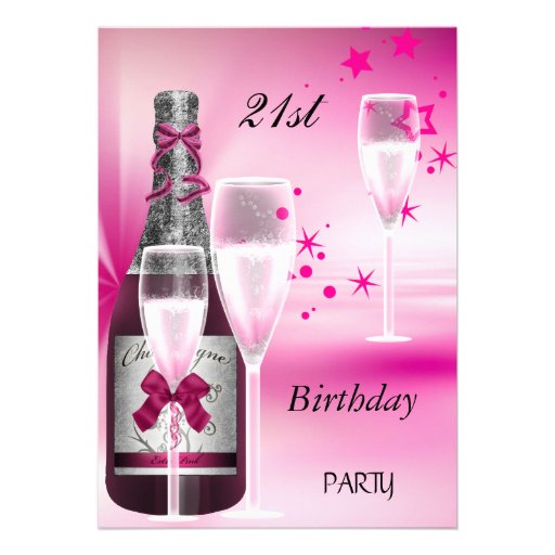 21st Birthday Party Pink Champagne 21 Personalized Announcements 21st Birthday Party Pink Champagne 21 Personalized Announcements