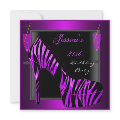 21st Birthday Party Shoe Purple Black Zebra by Zizzago