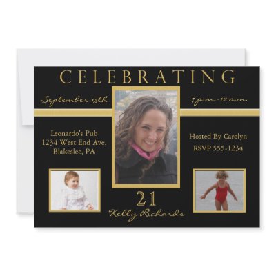 21st Birthday Party Tri Photo Invitations by NightSweatsDiva