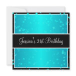 21st Birthday Party Turquoise Stars Black & White invitations