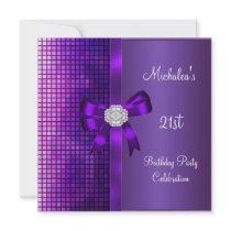 21st Birthday Sequins Purple Diamond Bow