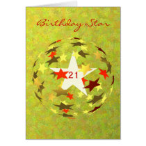 21st Birthday Star (add Photograph) cards