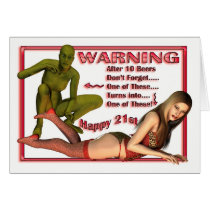 21st Birthday, Warning birthday card, Birthday hum