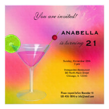 21st Cocktail Birthday Invitation