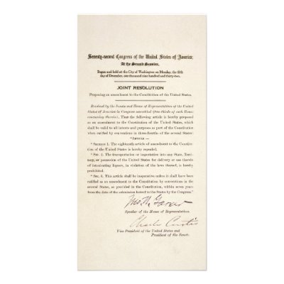 21st Constitutional Amendment Ending Prohibition Photo Card Template by famousdocuments