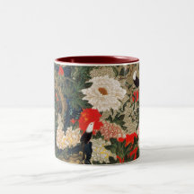 22. 牡丹小禽図, 若冲 Peonies & Small Birds, Jakuchū Mugs