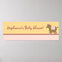22.5"x7.5" Personalised Banner Abby's Farm Pink Print