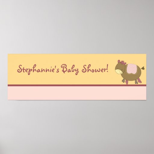 22.5"x7.5" Personalised Banner Abby's Farm Pink Print