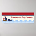 22.5"x7.5" Personalised Banner Ahoy Nautical Whale posters