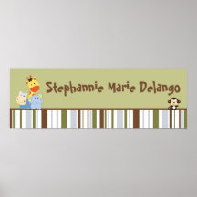 22.5"x7.5" Personalised Banner Jungle Play Poster