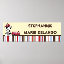 22.5"x7.5" Personalised Banner Nojo Fire Engine Print